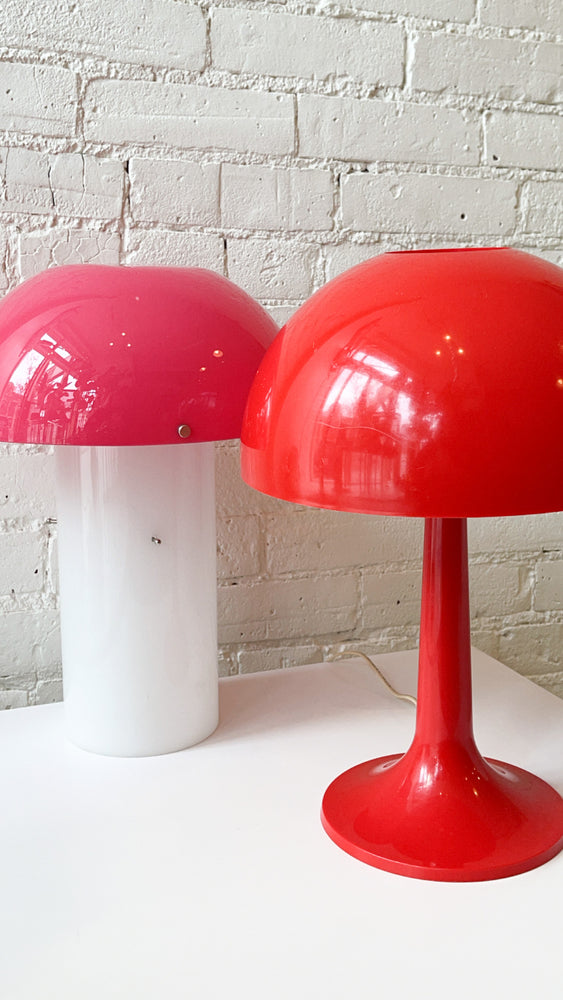 Space Age 1970's Vintage Pink Plastic Mushroom Lamp