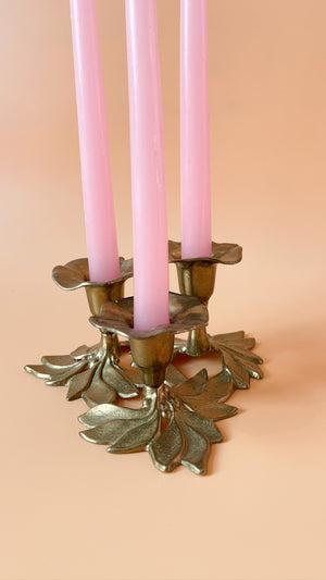 Vintage Brass Three Candle Candelabra