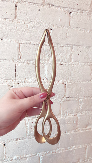 Antique Victorian Brass Fire Tongs