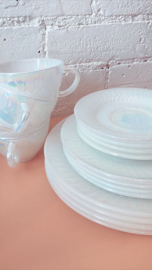 Vintage Iridescent Carnival Glass Dining Set