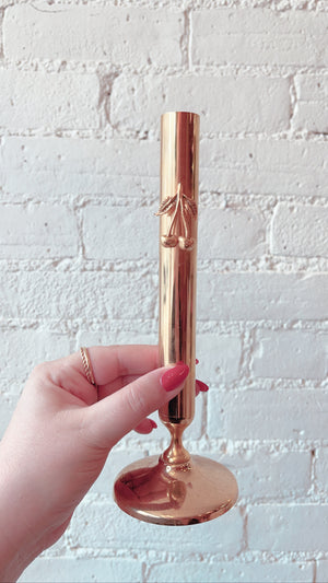 Vintage Brass Cherry Bud Vase