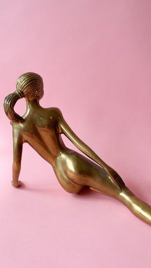 Vintage Brass Lounging Nude Lady