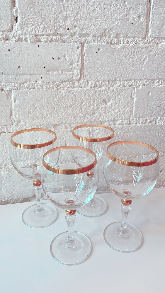 Vintage Gold Rimmed Wine Glasses