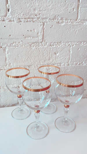 Vintage Gold Rimmed Wine Glasses
