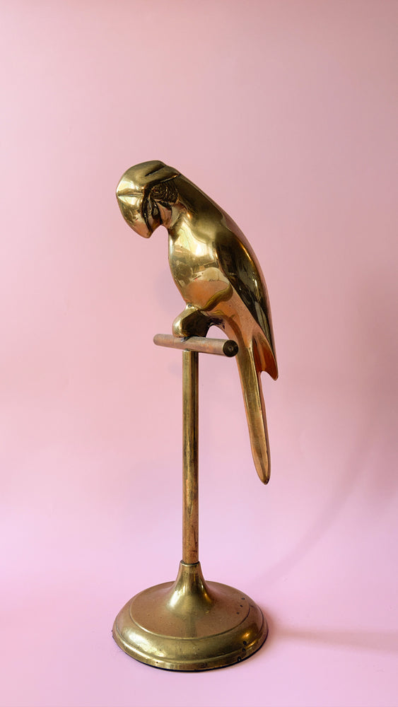 Brass Parrot on Perch