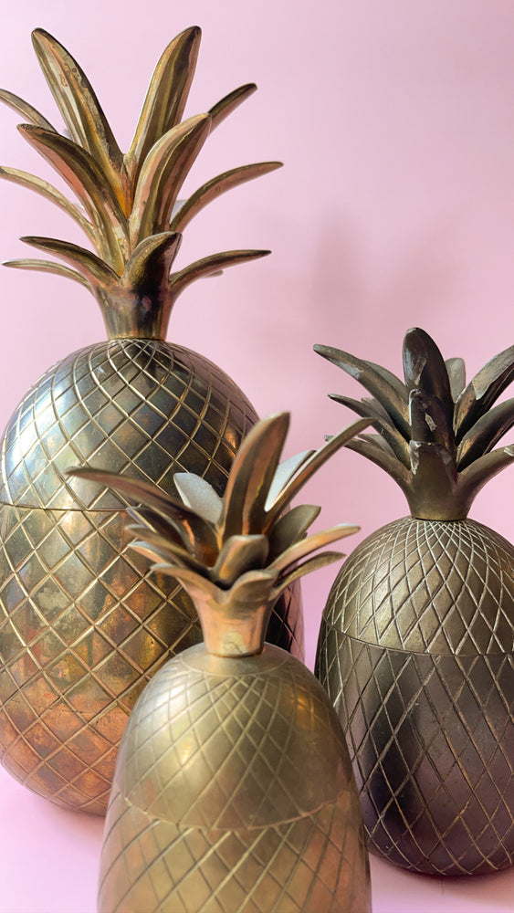 Vintage Brass Lidded Pineapple Jars