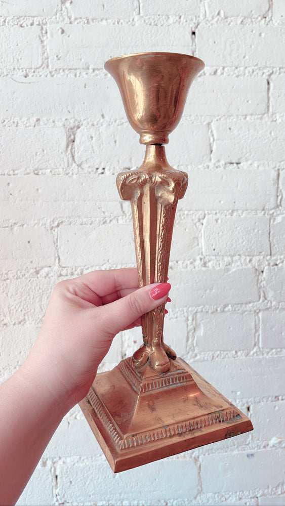 Vintage Brass Rams' Head Candlesticks
