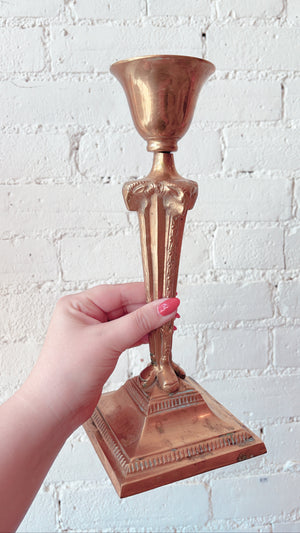 Vintage Brass Rams' Head Candlesticks