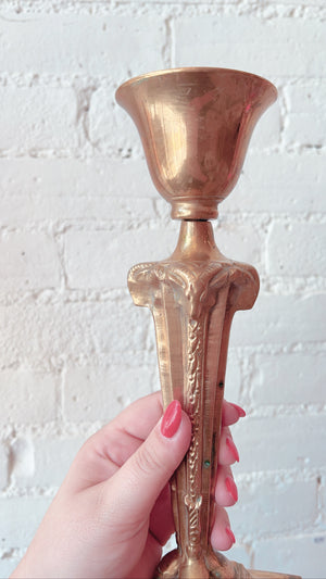 Vintage Brass Rams' Head Candlesticks