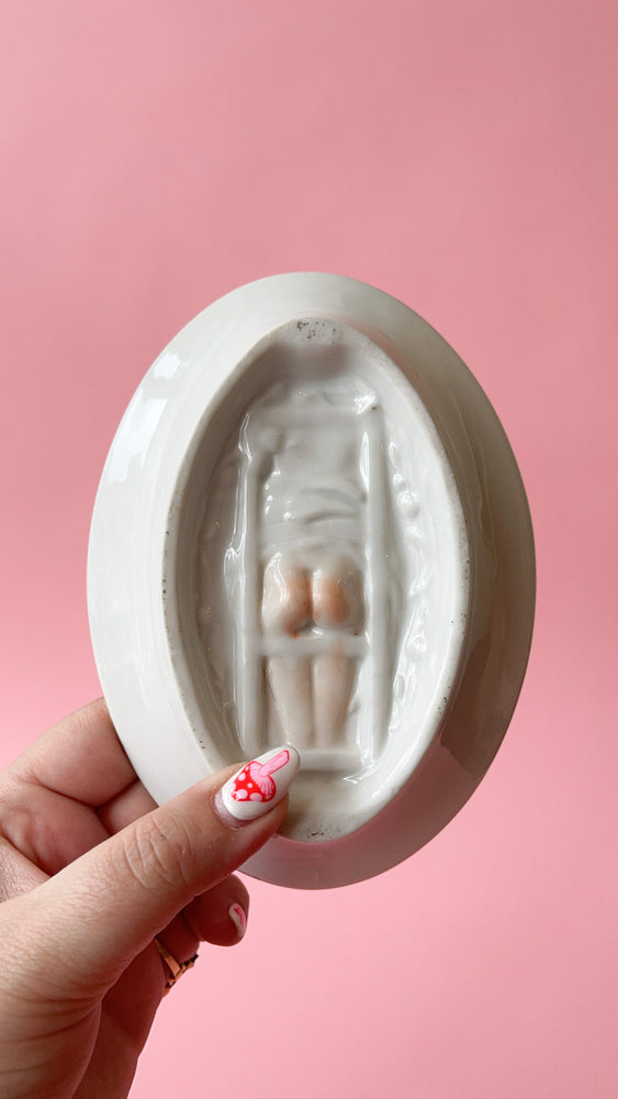 Vintage Naughty Ceramic Lady Double Sided Ashtray