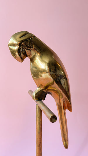 Brass Parrot on Perch