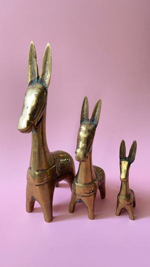 Vintage 1970's Brass Llama Set