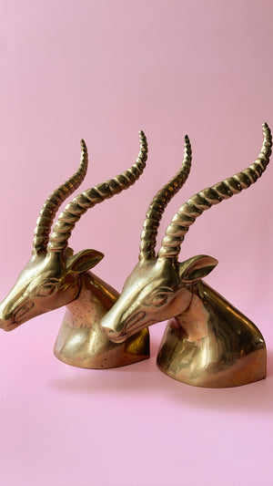 Vintage Brass Gazelle Bookends