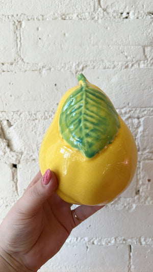 Vintage Ceramic Yellow Pear Wall Pocket Planter