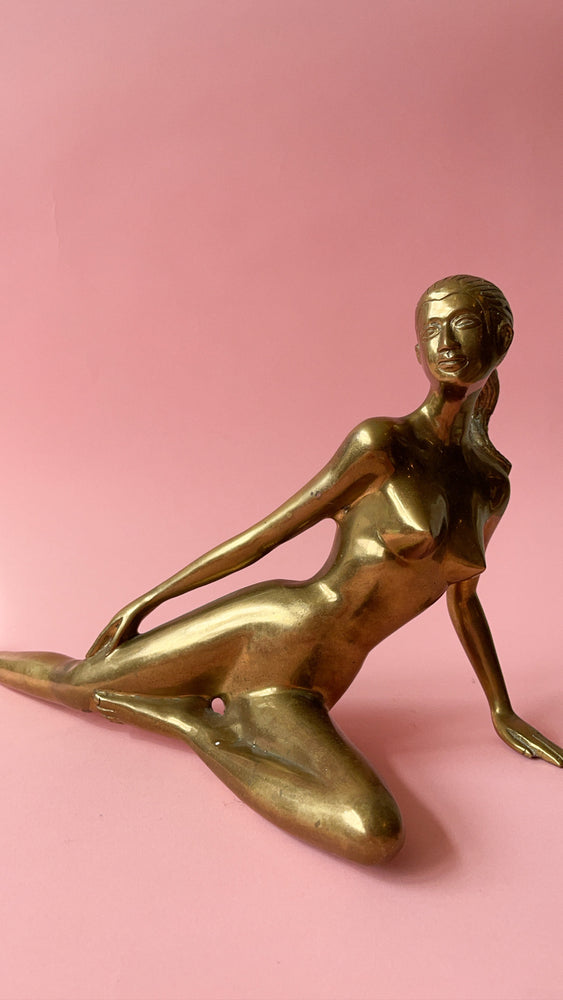 Vintage Brass Lounging Nude Lady