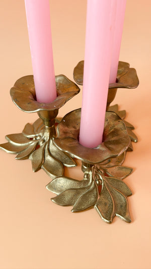 Vintage Brass Three Candle Candelabra