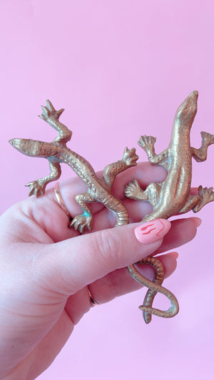 Vintage Brass Lizards Pair