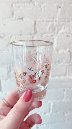 Mid Century Libbey Pink and Gold Duchess Glasses