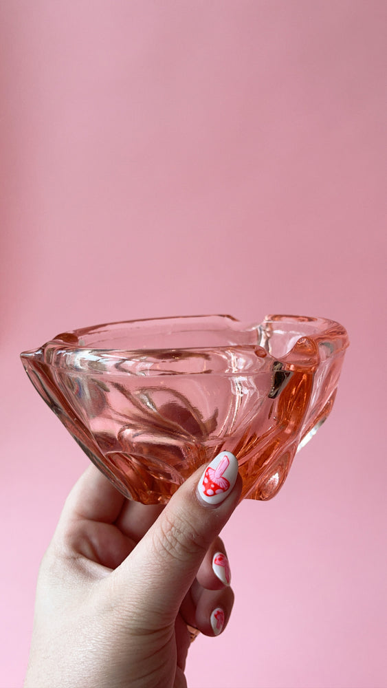 Vintage Pink Glass Ashtray