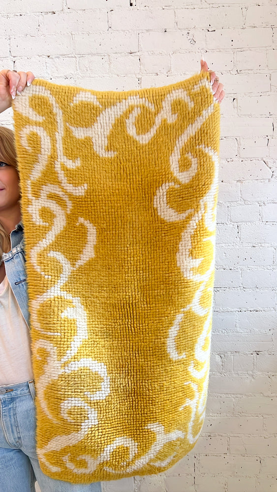 Vintage Mid Century Mustard Rug