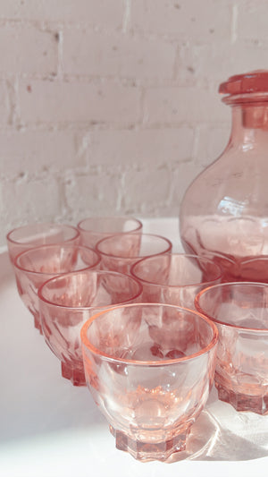 Vintage Depression Glass Decanter and Glass Set