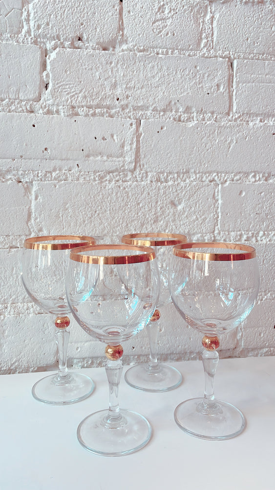 Vintage Gold Rimmed Wine Glasses