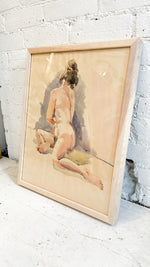 Vintage Nude Lady Watercolour Painting