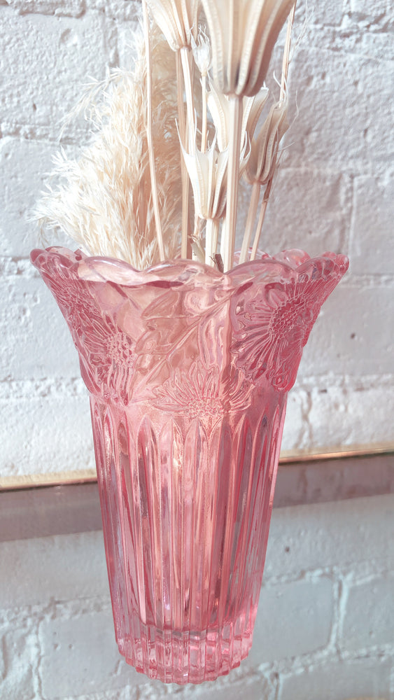 Vintage Pink Sunflower Vase