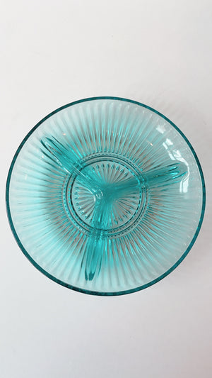 Vintage Teal Depression Glass Dish