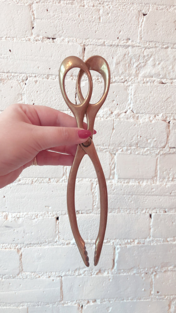 Antique Victorian Brass Fire Tongs