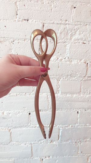 Antique Victorian Brass Fire Tongs