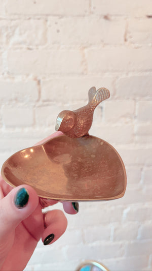 Vintage Brass Bird Dish