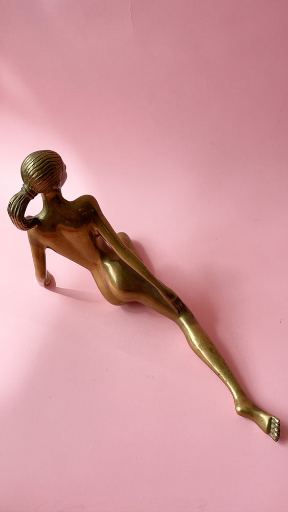 Vintage Brass Lounging Nude Lady