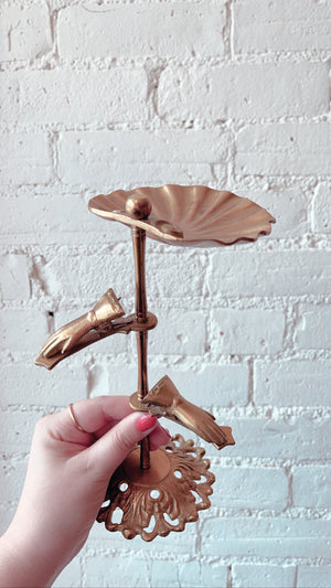 Vintage Brass Shell Stand with Hand Clips