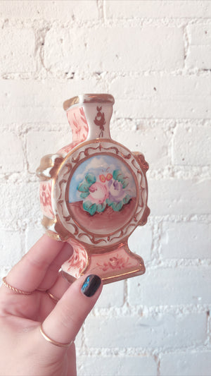 Vintage Gold Detailed Floral Bud Vase