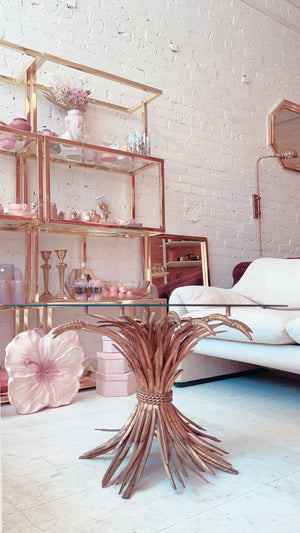 Hollywood Regency Brass Wheat Sheaf Coffee Table
