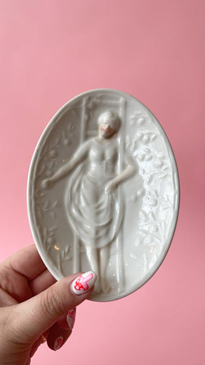 Vintage Naughty Ceramic Lady Double Sided Ashtray