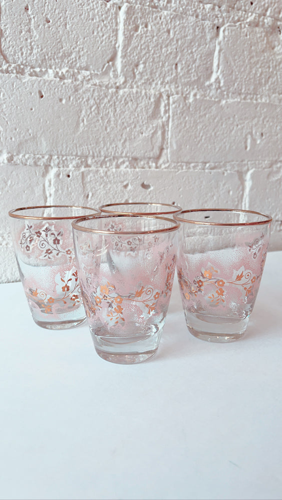 Mid Century Libbey Pink and Gold Duchess Glasses