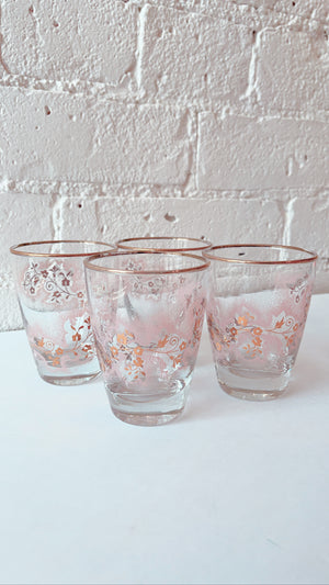 Mid Century Libbey Pink and Gold Duchess Glasses
