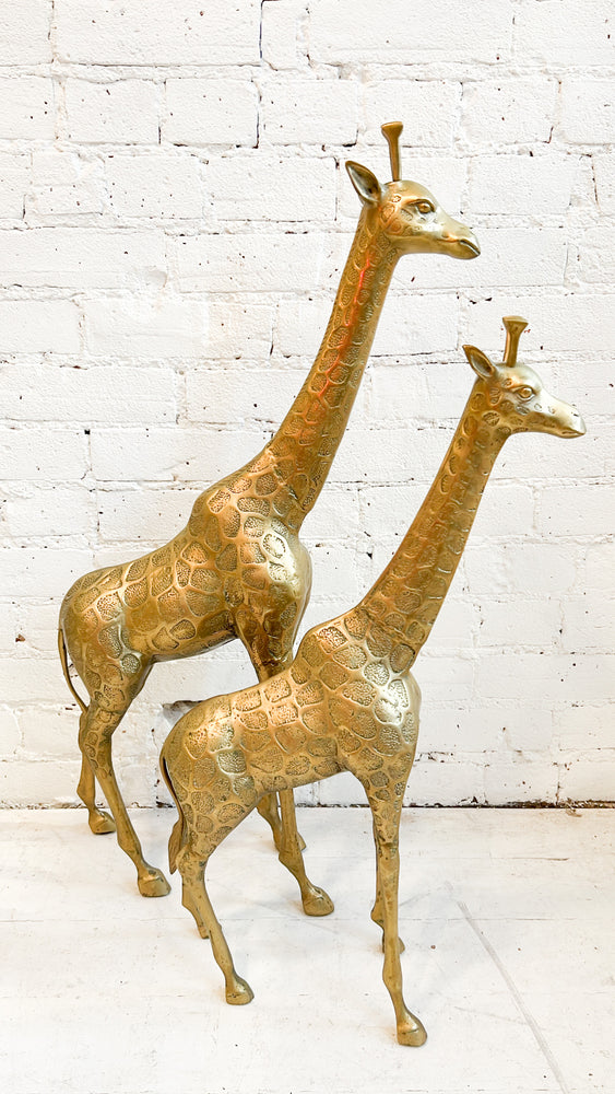 Vintage Brass Giraffes