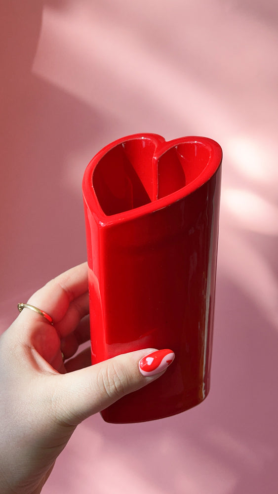 Vintage Ceramic Heart Column Vase