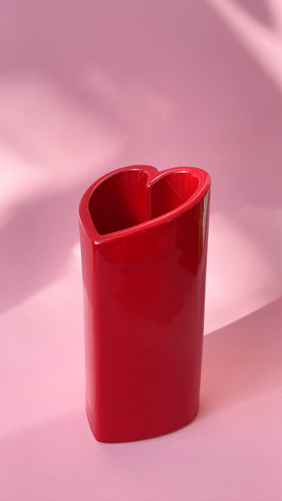Vintage Ceramic Heart Column Vase