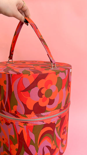 Vintage 1960's Floral Travel Hat/ Wig Box