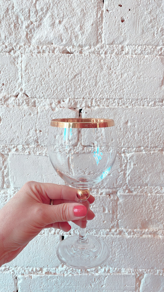 Vintage Gold Rimmed Wine Glasses
