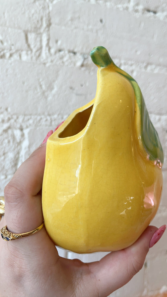 Vintage Ceramic Yellow Pear Wall Pocket Planter