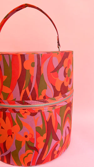 Vintage 1960's Floral Travel Hat/ Wig Box