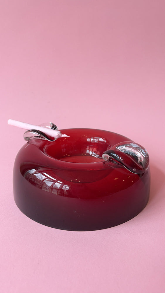 Vintage Art Glass Donut Ashtray