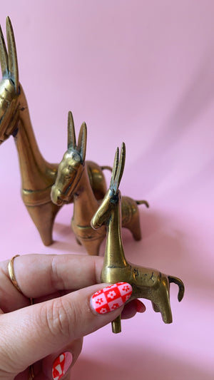 Vintage 1970's Brass Llama Set