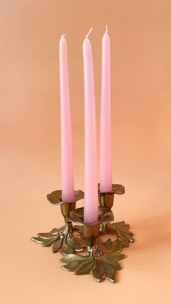 Vintage Brass Three Candle Candelabra
