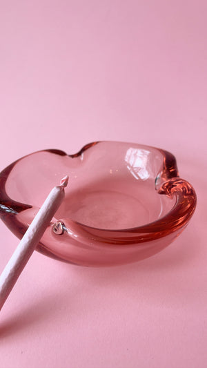 Vintage Pink Art Glass Ashtray